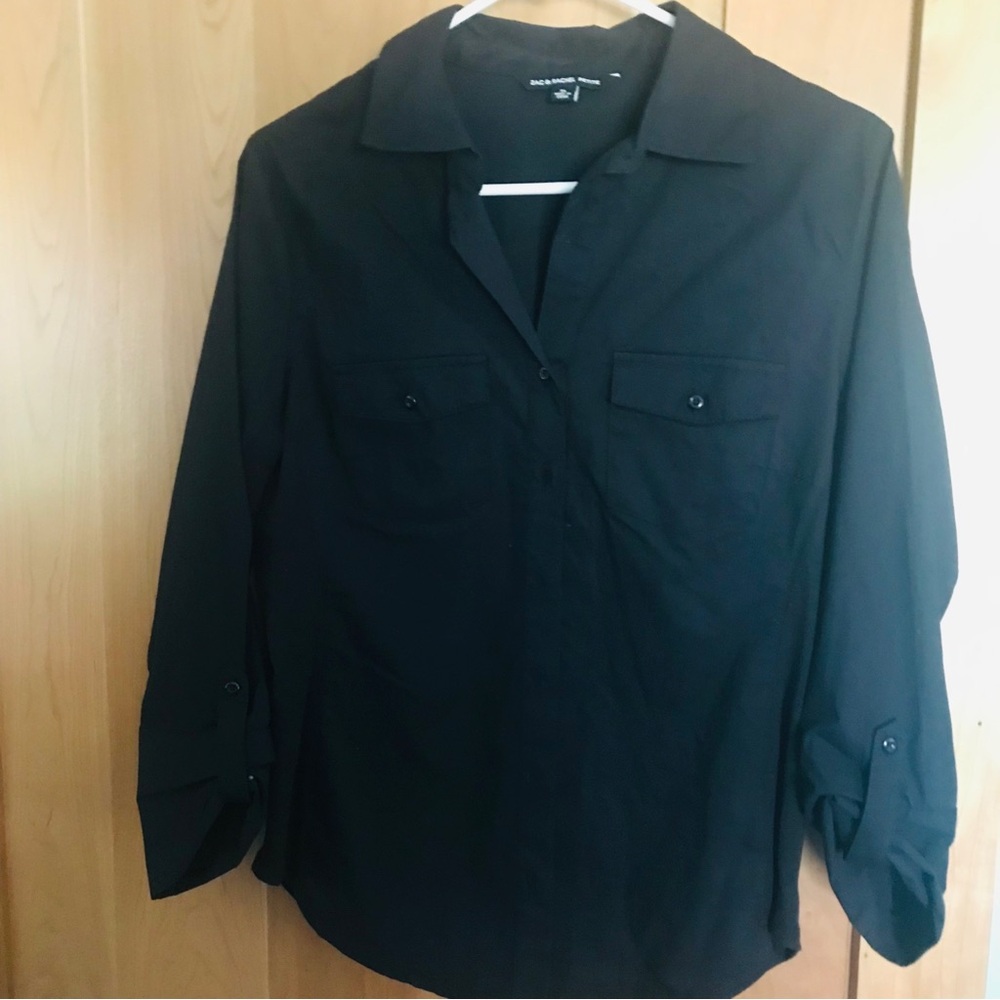 NWOT Black long sleeve button up petite large